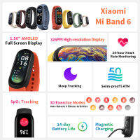 (ร้อน) Xiaomi Mi วง6 AMOLED หน้าจอ Miband 6เลือดออกซิเจนติดตามการออกกำลังกายบลูทูธสร้อยข้อมือสมาร์ทกันน้ำ