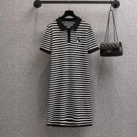 【มีไซส์ใหญ่】Plus Size Womens Striped A-line Dress Short Sleeve A-line Summer Dresses Oversized Sportswear Vestidos