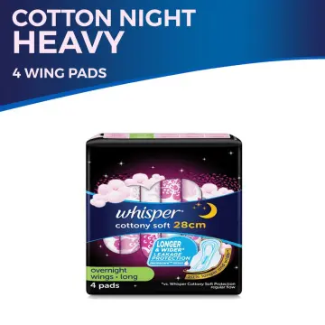 WHISPER, Cottony Clean X-Long Heavy Flow / Overnight Wings 10 Pads [SANITARY  NAPKIN]