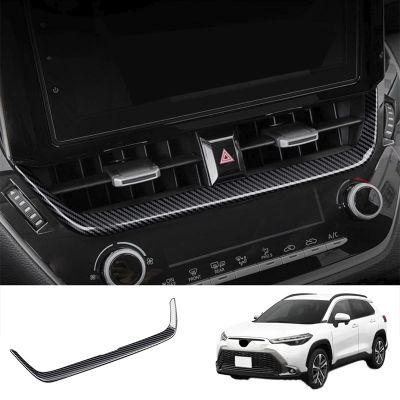 ABS Carbon Fiber Center Console Dashboard Navigation Air Vent Frame Cover Trim for Toyota Corolla Cross 2021 2022