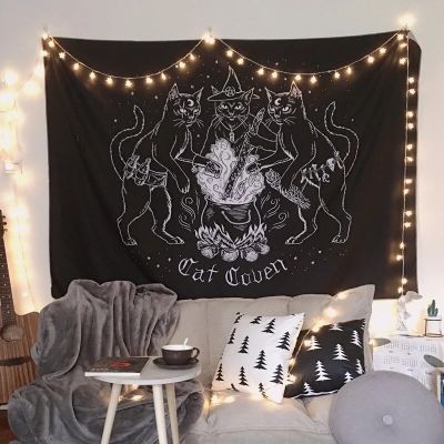 Cat mysterious divination witchcraft tapestry Baphomet mysterious home wall hanging cool decoration cat Kewen tapestry mural