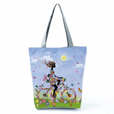 Flower Girl Printed Tote Large Capacity Student Handbag Practical Multifunctional Shoulder Bag