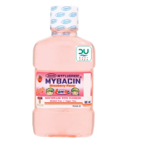 Mybacin [&amp;gt;Myfluoride สีชมพู 95 ml&amp;lt;] น้ำยาบ้วนปากเด็ก มายบาซิน จูเนียร์ Strawberry ปริมาณ 95 ml.