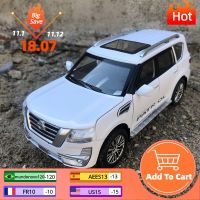 1/32 Nisssan Patrol Y62 Diecast Alloy Car Model Metal SUV Off-road Vehicle With Travel Rack Light Pull Back Toy Car For Children