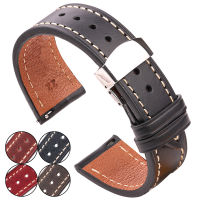 Soft Genuine Leather Watch Strap 18mm 20mm 22mm 24mm Women Men Vintage Cowhide Watchband Belt Watch Accessories Deployment Clasp