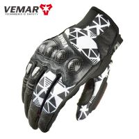 【CW】Vemar Printing Motorcycle Gloves Mens Summer Motorcycle Racing Off-road Equipment Knight Anti-fall Carbon Fiber Riding Gloves