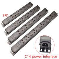 PDU รางปลั๊กไฟ C14 interface Universal Rack Mount 2-12 ช่อง Universal Outlet Power Extension Socket ป้องกันฟ้าผ่า ป้องกันไฟกระชาก