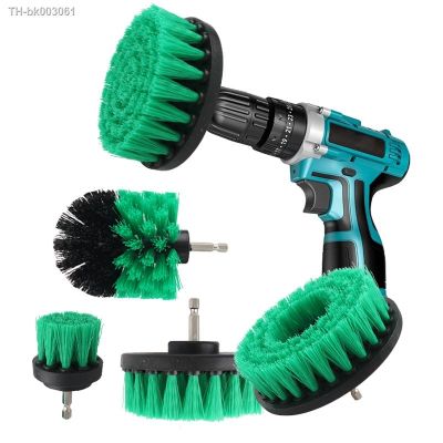 ○℡❀ 2/3.5/4/5 Electric Scrubber Brush Drill Brush Kit Plastic Round Cleaning Brush Tool for Carpet Glass Car Tires Nylon Brushes