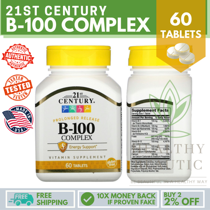 21st Century®, B-100 COMPLEX, B COMPLEX, Prolonged Release, 60 TABLETS ...