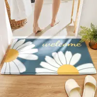 [COD] Small daisy printed home bathroom absorbent floor mat toilet door non-slip bedroom