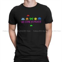 We Come In Peace Fashion Tshirts Invaders Arcade Shooter Game Male Style Streetwear T Shirt O Neck