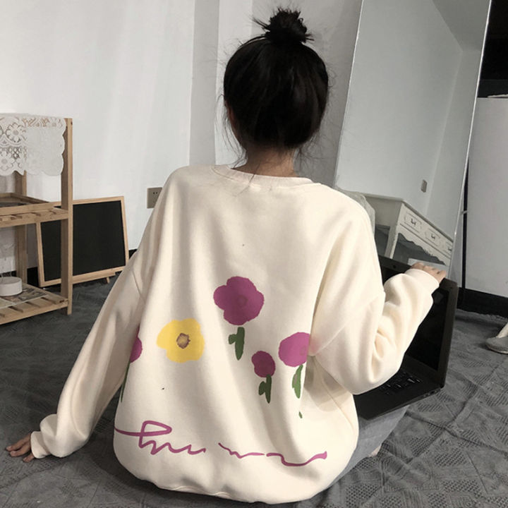 women-o-neck-hoodies-sweatshirts-harajuku-sweet-printing-tops-korean-famale-loose-floral-streetwear-casual-oversize-clothes