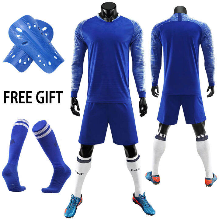 kids-adult-goalkeeper-uniforms-suit-football-jerseys-men-boys-women-long-sleeve-soccer-jerseys-set-with-socks-shin-guards