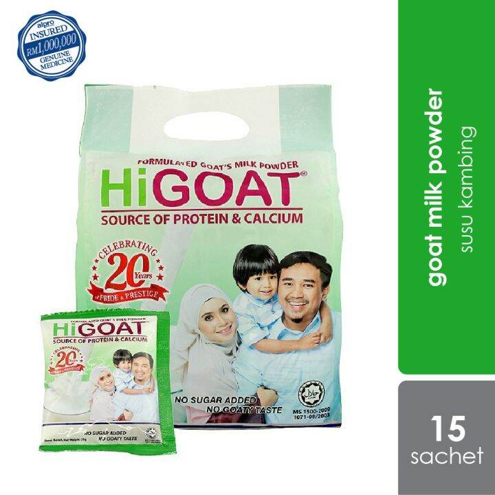 HiGoat High Protein Goat Milk Powder Susu Kambing (21g x 15's) Lazada