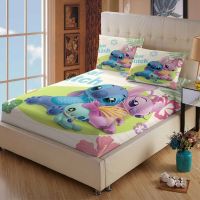 Disney Lilo Stitch Bedding Single Twin Size Bed Sheet Set Queen Cartoon Fitted Sheet Pillow Case for Girls Kids Bedroom Decor