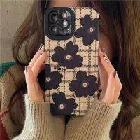 เคสโทรศัพท์ภาพดอกไม้หนัง Ins สำหรับ iPhone 14/13/12/11 Pro Max 12 13 Mini X XR XS Max 6 6S 7 8 Plus ปลอกโทรศัพท์แบบนิ่มกันกระแทกแฟชั่นที่สร้างสรรค์ฝาครอบโทรศัพท์พร้อมเลนส์กล้องคลุมทั้งหมดฝาครอบป้องกัน