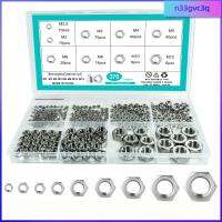 N33GVC3Q ชุดสลักเกลียวสเตนเลสสตีล304 370ชิ้น M2-M12สลักเกลียวถั่วสกรูหกเหลี่ยมสำหรับงานหนักภายนอกชุดตัวฝัง
