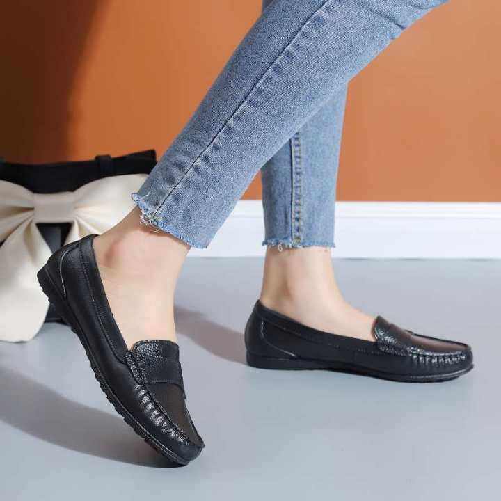 Black shoes casual flat shoes school shoes for womens Lazada PH