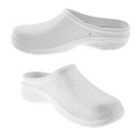 Ladies Slip On Low Wedge Garden Nursing Clogs Mules Comfort Shoes White