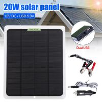 Portable 20W Solar Panel 12V Trickle Charge Battery Charger for Maintainer Marine RV Car Phone PAD Charger Wires Leads Adapters