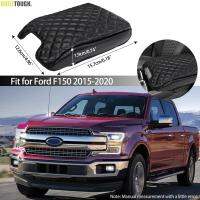 สำหรับฟอร์ด F150 2015-2020คาร์บอนไฟเบอร์หนัง PU ยานยนต์คอนโซลกลางเบาะราวปกสีดำที่เท้าแขนปกป้องกัน