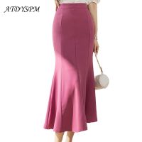 【CW】 2023 New Skirt Waist Thin Skirts Office Faldas