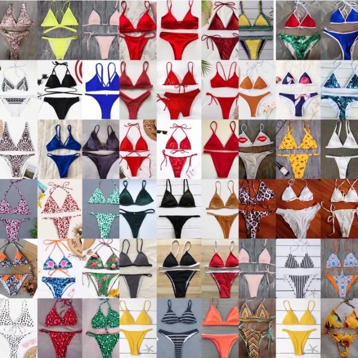 【M&M】469 Korean swimwear for women Outfit Idea Fashion Style Stripe Bikini Set Swimsuits