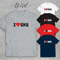 Little Word เสื้อยืดคอกลมแขนสั้นพิมพ์ลาย I Love SK8 สไตล์มินิมอล ทรงUnisex