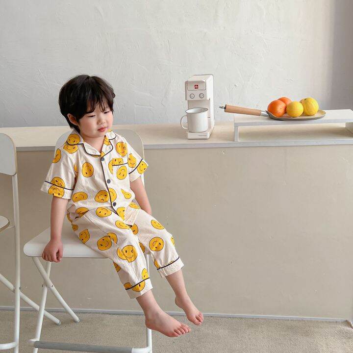 summer-new-children-short-sleeve-clothes-set-baby-boys-girls-soft-cotton-cardigan-pants-2pcs-suit-infant-kids-pajamas-set