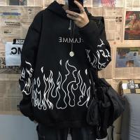 Harajuku Flamme Hoodies เสื้อแขนยาวชายและหญิงเสื้อสวมหัวพลัสไซซ์สไตล์เกาหลีขนาดใหญ่ Sweatshirt