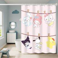 3D Digital Printing Resistant Waterproof Bathroom Shower Curtain Sanrios Kuromi Mymelody Cinnamoroll Kawaii Anime Cartoon  Bathroom Waterproof Curtains Shower Curtain with Hooks Gift