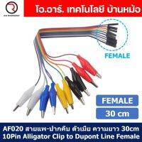 (1ชิ้น) AF020 สายแพ-ปากคีบ ตัวเมีย ความยาว 30cm 10Pin Alligator Clip to Dupont Line Female สายจั๊มเปอร์ Jumper