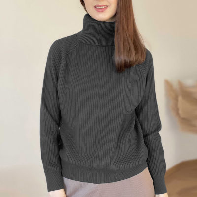 Knitted Solid Womens Turtleneck Sweater Pullovers 2021 Winter New Long Sleeve Basic All-match Knitwear Ladies Office Jumper Top