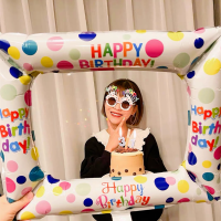 50x59 ซม.Photo Booth ฟอยล์บอลลูนกรอบรูปวันเกิด Happy Globos วันเกิด PARTY อุปกรณ์ตกแต่งเด็กทารกของเล่นเด็กของขวัญ-Zitao