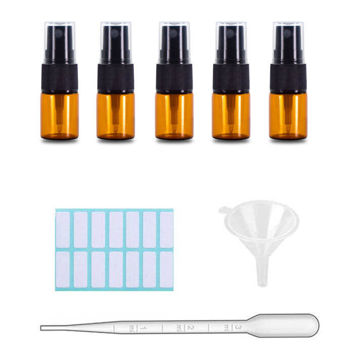 5-10-pack-amber-glass-spray-bottles-fine-mist-spray-bottles-with-pipette-funnel-labels-mini-travel-dispenser-bottles-for-essential-oils-cleaning-skin-care