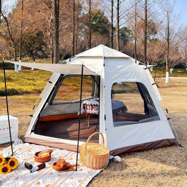 koetsu-cod-tent-หกเหลี่ยมเต็นท์กลางแจ้งตั้งแคมป์พื้นที่ขนาดใหญ่กันฝนตั้งแคมป์สนามเต็นท์อัตโนมัติแบบพกพาเต็นท์อุปกรณ์ตั้งแคมป์กลางแจ้งหลังคา