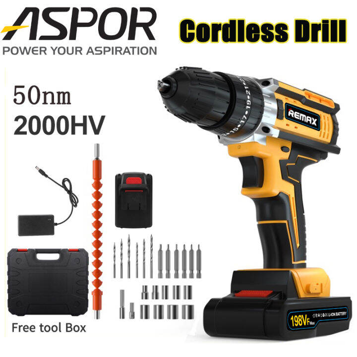 ASPOR 98V/198VF Cordless Drill Electric Screwdriver Lithium battery ...