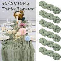 hot【cw】 40/20/10Pcs Cheesecloth Table Wedding Road Cotton Gauze Tablecloth Dining Cover for