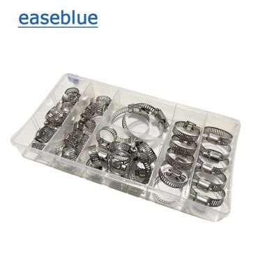 42PCS/Boxed 8mm-120mm Stainless Steel Drive Hose Clamp Fuel Tube Water Pipe Fastener Worm Size Fixed Clip Hoop Hose Clamp Spring