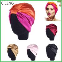 CILENG Women Knot Pleated Head Cover Wrap Hat Salon Bonnet Elastic Hairband Sleep Night Cap Turban Hat