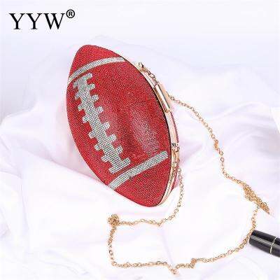 Football Shape Evening Bags Luxury Rhinestone Purses Clutch LadyS Handbag Cocktail Party Evening Clutch Bag Chain Crossbody Bag