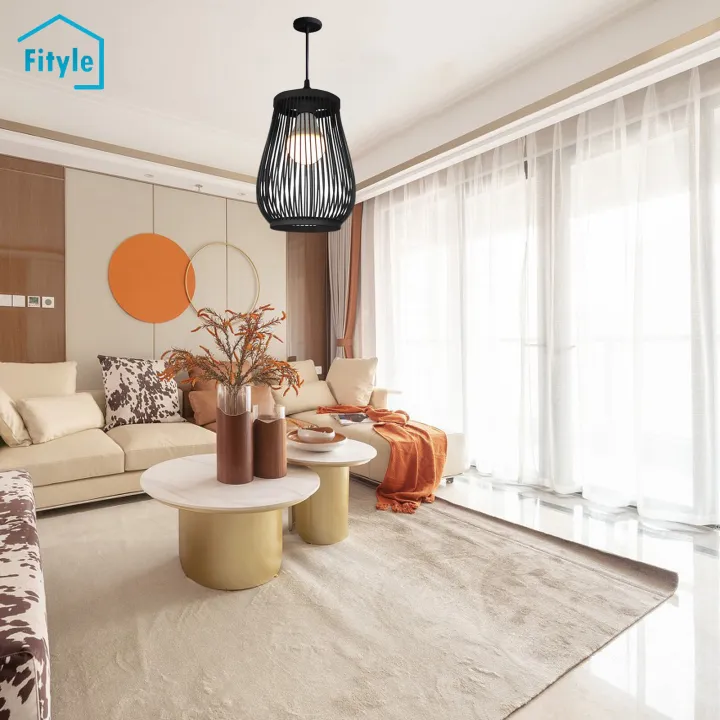 Fityle Bamboo Chandelier Handwoven Rattan Pendant Light Wicker Lamp ...