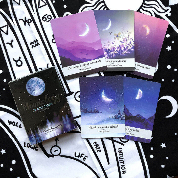moonology-การ์ดเสี่ยงทาย-ขนาด10-3x7ซม-การ์ดไพ่ทาโรต์44แผ่น-หนังสือคู่มืออิเล็กทรอนิกส์-การ์ดการวิเคราะห์เวอร์ชั่นภาษาอังกฤษ-ไพ่ยิปซี-ไพ่ออราเคิล-ไพ่ทาโรต์-ไพ่ยิบซี-moonology-oracle-tarot-card