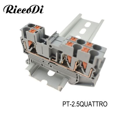 10pcs Type Fast Wiring Connector PT2.5-QUATTRO Din Rail Combined Push In Spring Screwless Terminal Block PT2.5-TWIN