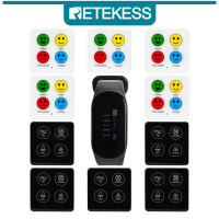 Retekess เครื่องรับนาฬิกา TD112บริกรระบบการโทรแบบไร้สายพร้อมปุ่ม TD033 TD034ปุ่มประเมินผลไร้สายที่ใช้สำหรับห้องครัว