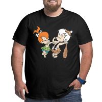 Cartoon Movie the Flintstones and Muttley Dog Graphic Print Mens Cotton Crew Neck Short Sleeve T-Shirt Valentines Day gift