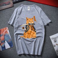 Cotton Mens Tshirt Cute Cat Print Street Hop Shirt Sportswear Allmatch Mens Clothing 2022