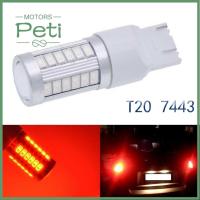 PETI มอเตอร์สัญญาณไฟเลี้ยวไฟตัดหมอกหลอดไฟ LED 33SMD W21 T20/5W 7443ไฟรถยนต์ถอยหลัง