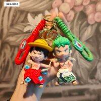 KLNU ตุ๊กตาอะนิเมะเรื่องวันพีชการ์ตูนพวงกุญแจเชือกถักตุ๊กตา Luffy Zoro พวงกุญแจรถนักเรียนพวงกุญแจห้อยกระเป๋าของเล่นเด็กของขวัญวันเกิด1ชิ้น