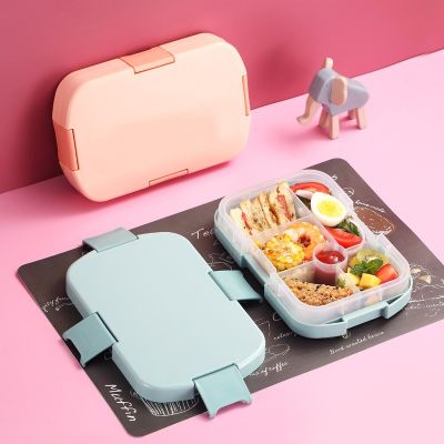 Multiple Grids Bento Lunch Box Salad Container for Lunch BPA Free Leak Proof Salad Dressing Container Smart Lock Reusable Spork